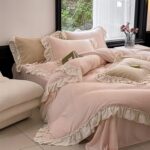 Bed Sheet Set Bedding Sheet Set Ruffles Duvet Set 4 Piece Bedding Set Warm Milk Velvet Flat Bed Sheet Quilt Cover Bedset Bed Sheet Beddings(Purple,1.5m) - Image 2