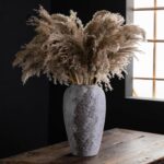 Rustic Distressed Large Ceramic Vase, Terracotta Pottery Tall Decorative Vases, Concrete Vases Clay Stone Antique Farmhouse Big Vase for Home Decor (7 in X 11.8 in)