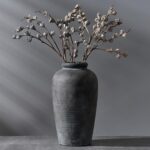 Large Ceramic Rustic Vase, 11 inch Minimalist Decorative Farmhouse Tall Vase for Home Decor, Living Room, Shelf Decor, Enterway, Wedding, Table Decoration, Bronze