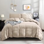 Bed Linen 135 x 200 cm 4-Piece Bedding Sets Set of 2 Duvet Cover with 2 Pillowcases 80 x 80 cm, Cuddly Soft & Non-Iron, Microfibre Bed Linen Set with Zip Khaki - Image 2