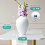 Porcelain Vase - White Ceramic Vase, 10inch Modern Design for Decor, Farmhouse Style, Large Vase for Pampas Grass, Durable, Leak Proof, Versatile - Image 2