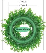 17inch Front Door Wreaths Artificial Spring Summer Greenery Hanging Garland for Home Wedding Wall Window Decoration (17'inch Boxwood,1) - Image 2