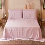 4 Piece Bedding Set for Double Bed Soft and Breathable Bedding Set with Top Sheet, Fitted Sheet with Elastic Corners and 2 Pillowcases, Pink - Image 2