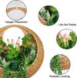 Hanging Artificial Succulent Planted in Woven Basket for Boho Wall Decor & Door Wreath,Fake Plants Hanging Wall Decor for Livingroom Bedroom Bathroom Home & Office Decor - Image 2